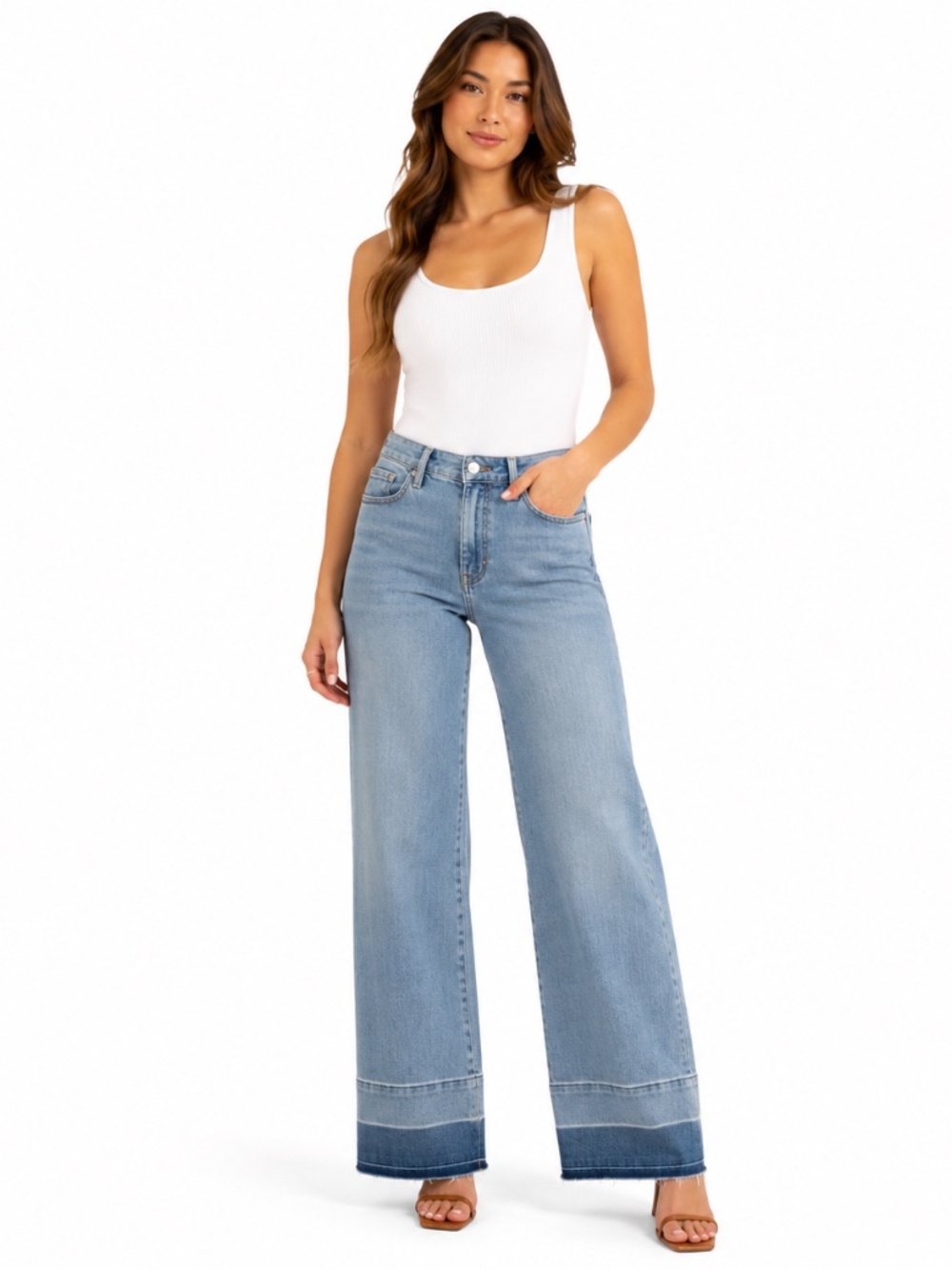 Judy Blue - Mid-Rise Relaxed Wide Leg Released Hem Jeans